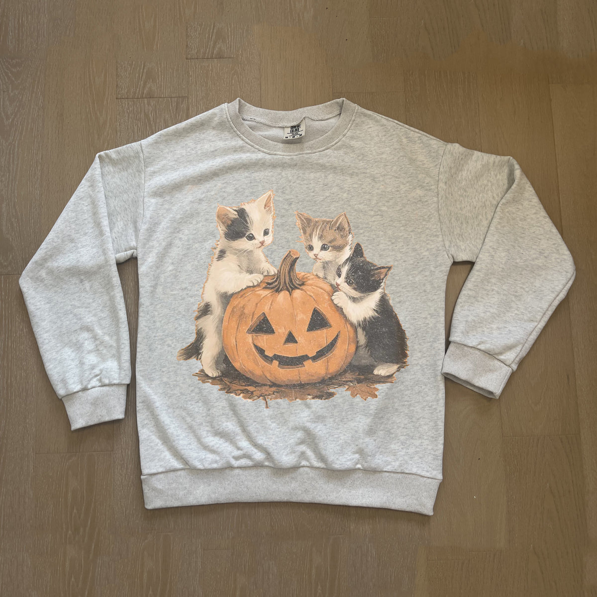 Vintage 90s Pumpkin Cat Halloween Sweatshirt