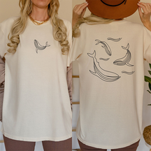 Cute Minimalist Aesthetic Whale Two Sided Comfort ColorsT-Shirt