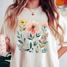 Watercolor Bunch of Flowers Summer T-Shirt