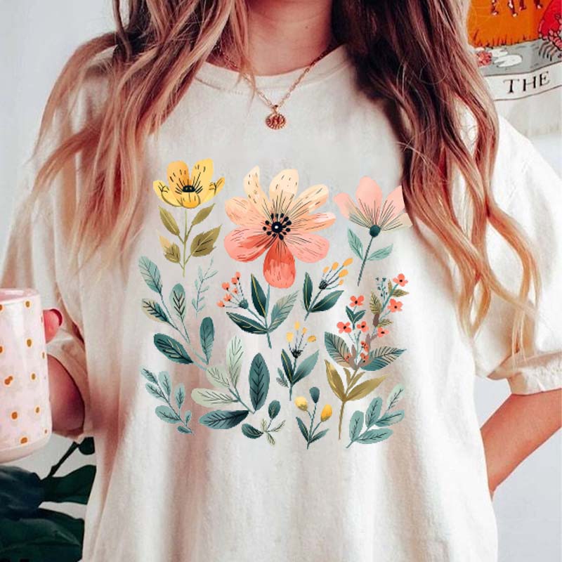 Watercolor Bunch of Flowers Summer T-Shirt