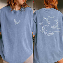 Cute Minimalist Aesthetic Whale Two Sided Comfort ColorsT-Shirt