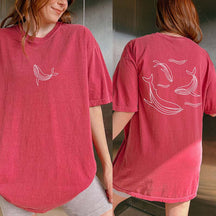 Cute Minimalist Aesthetic Whale Two Sided Comfort ColorsT-Shirt