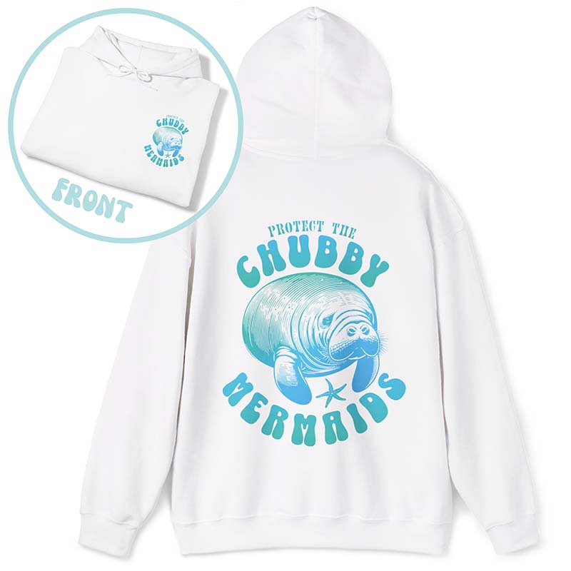 Protect The Chubby Mermaid  Manatee Gift Ocean Animal Hoodie