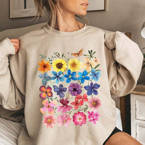 Bright Pressed Flowers Sweatshirt