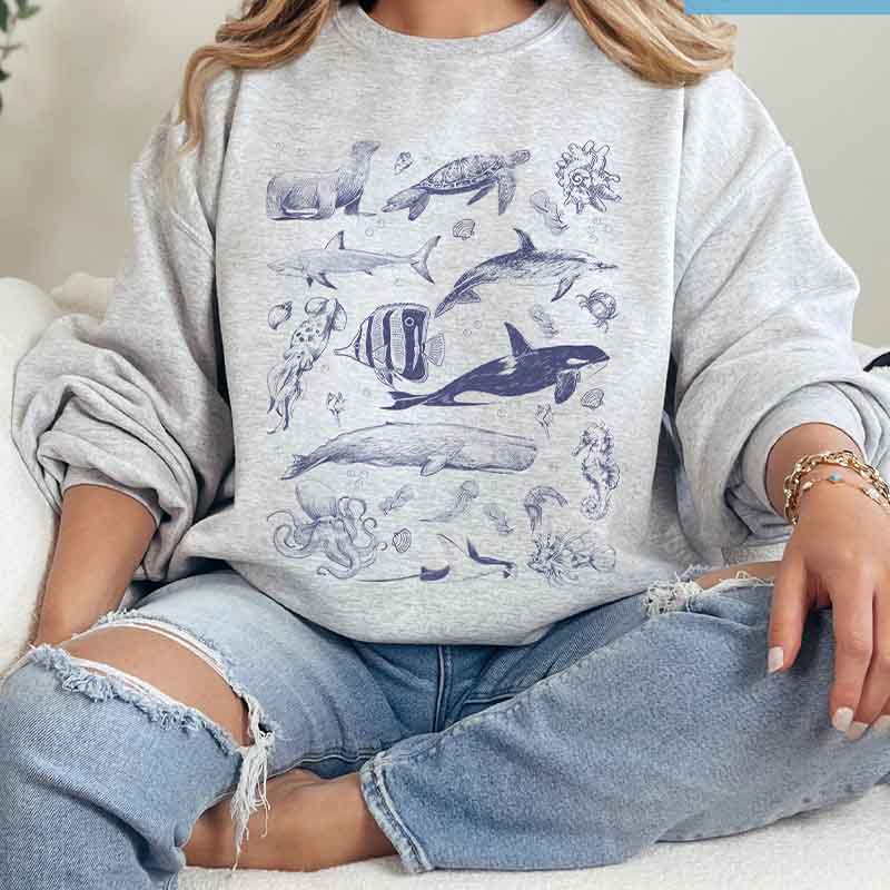 Vintage 90s Tattoo Sea Animal Swea Sweatshirt