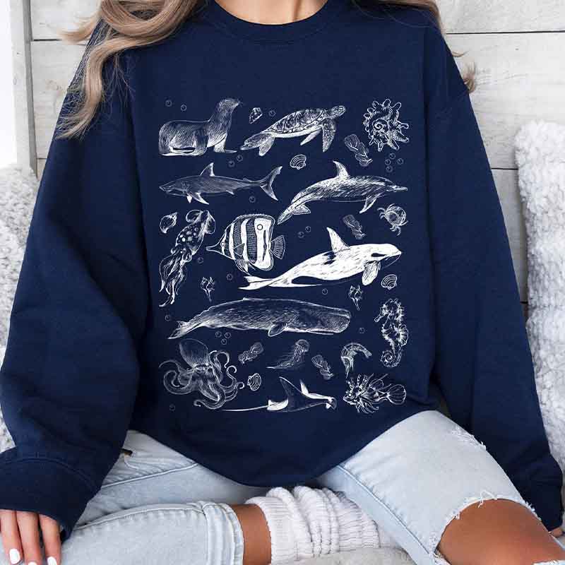 Vintage 90s Tattoo Sea Animal Swea Sweatshirt