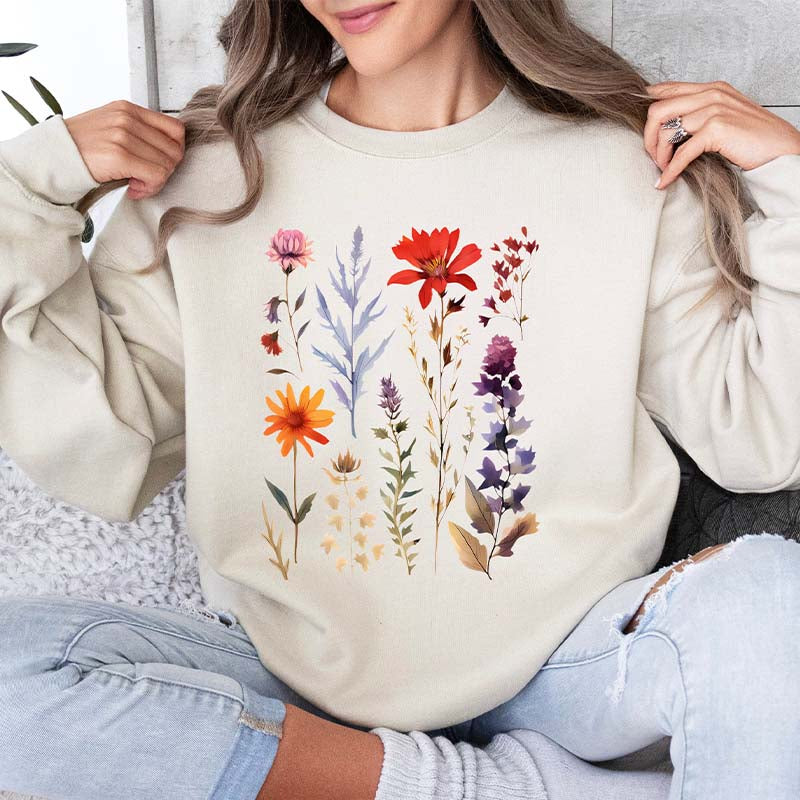 Vintage Pressed Flowers Fairycore Sweatshirt