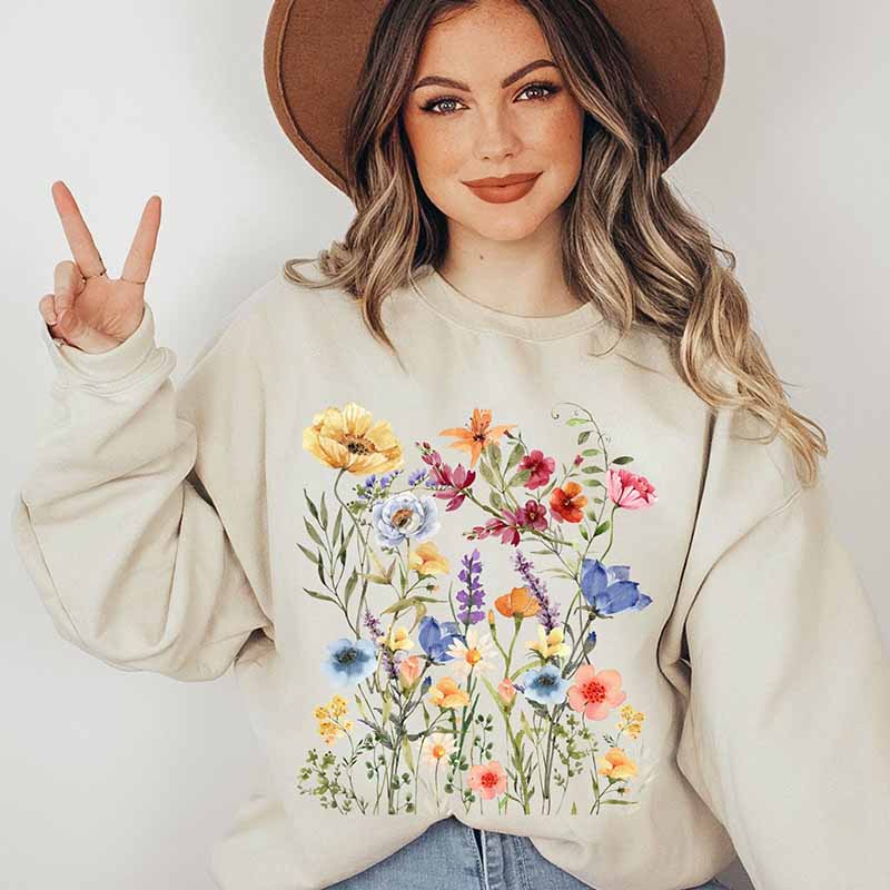 Vintage Pressed Flowers Botanical Boho Sweatshirt