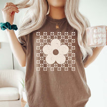 Checkered Flower Trendy Floral T-Shirt