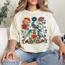 Summer Bird Lover Flower T-Shirt