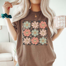 Checkered Flower Retro Trendy Summer T-Shirt