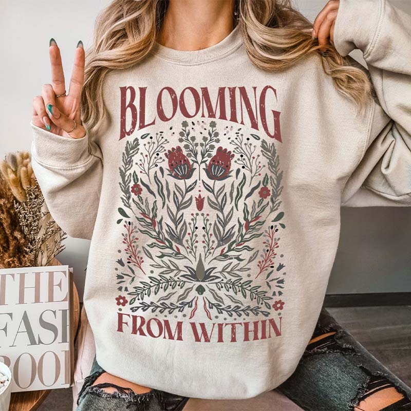 Blooming From Within Retro Floral Sweatshirt