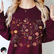 Autumnal Wildflowers Boho Floral Forest Sweatshirt