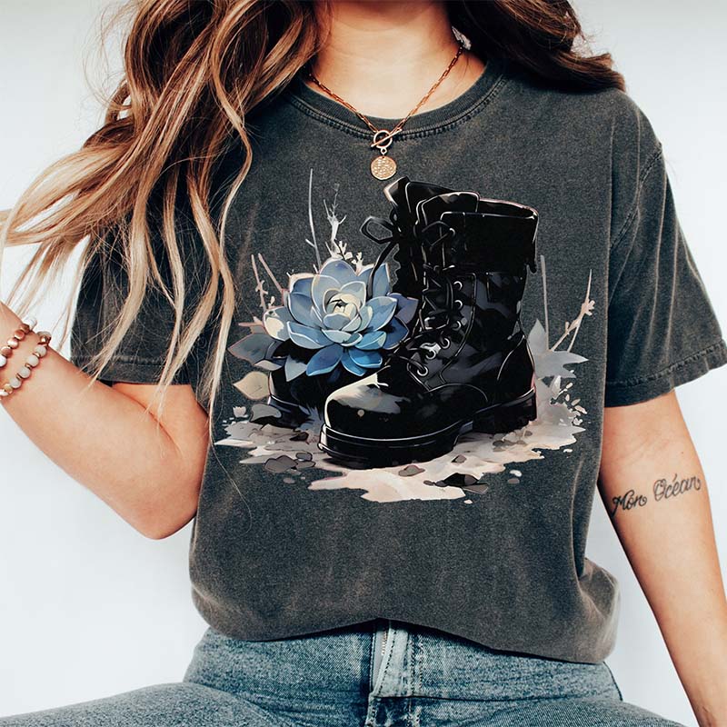 Boot Echeveria Flower T-Shirt