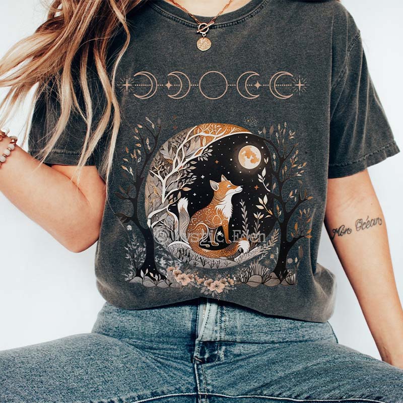 Whimsigoth Fox Witchy Moon T-Shirt