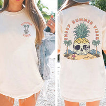 Beach Skeleton Pineapple Summer Vibes T-Shirt