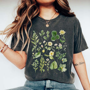 Boho Watercolor Botanical Leaves T-Shirt