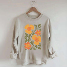 Yellow Abstract Botanical Flowers Sweatshirt