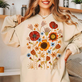 Ladies Floral Field Wildflower Sweatshirt