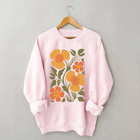 Yellow Abstract Botanical Flowers Sweatshirt