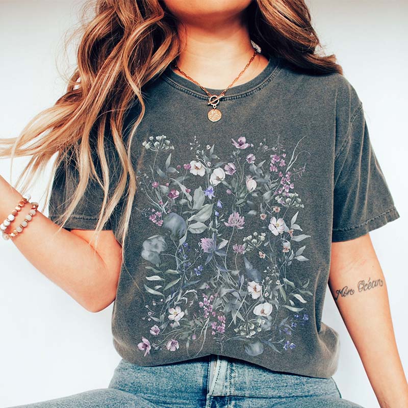 Watercolor Wildflowers Spring Mystic T-Shirt