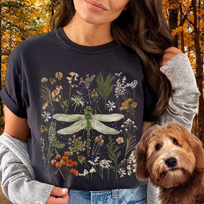 Fly Fall Dragonfly Floral T-Shirt