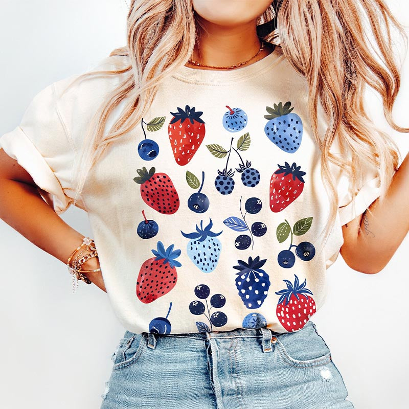 Cute Summer Blueberry Botanical Garden T-Shirt