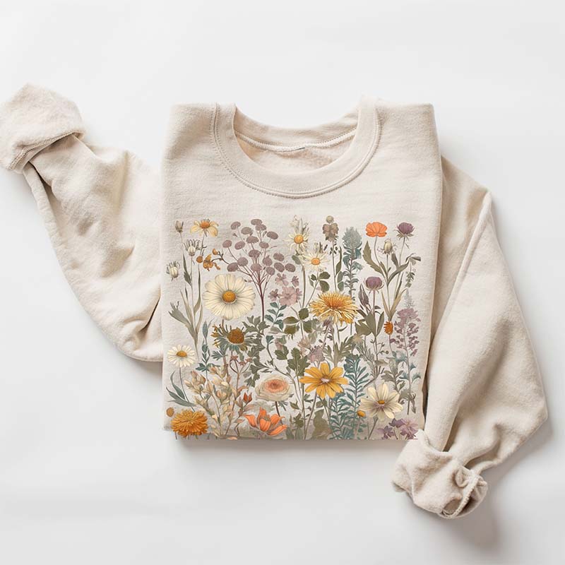 Pressed Wild Flowers Nature Sweatshirt
