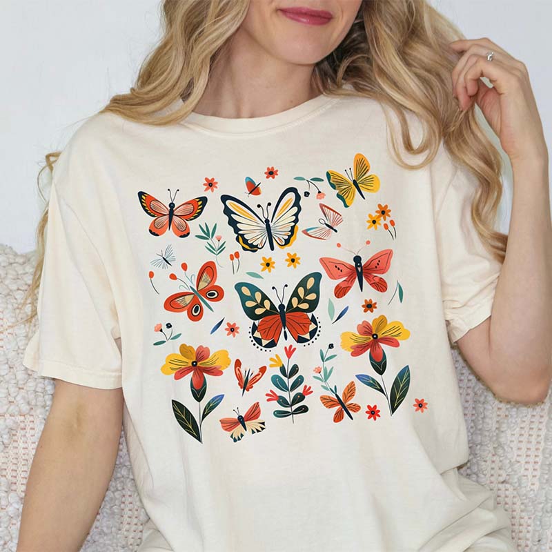 Floral Butterflies Women T-Shirt