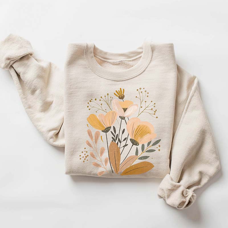 Minimalist Bohemian Floral Sweatshirt