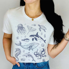 Retro Blue Ocean Nature T-Shirt