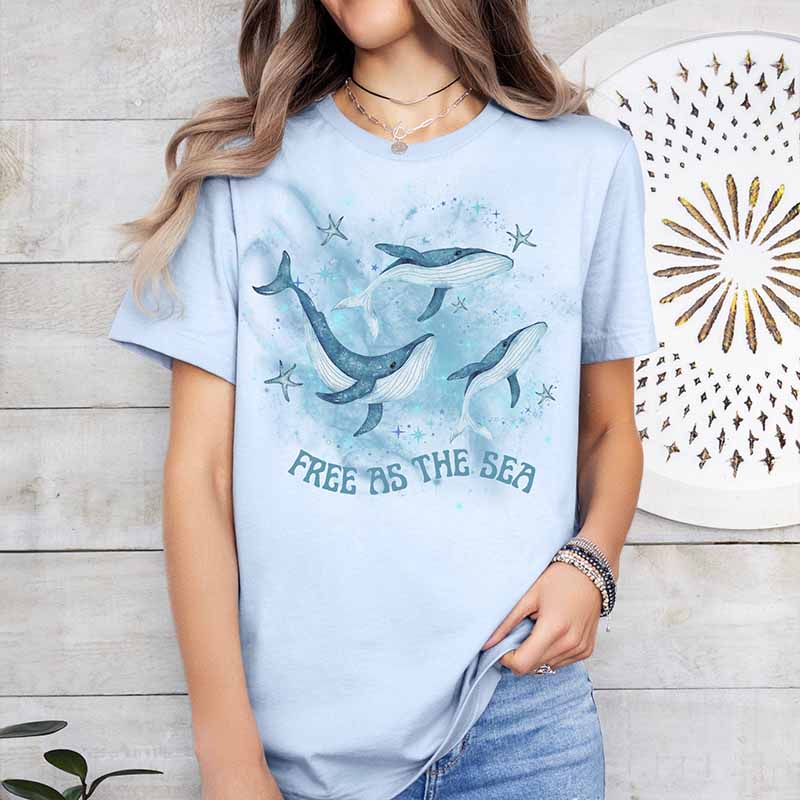 Watercolor Ocean Animals Whales Graphic T-shirt