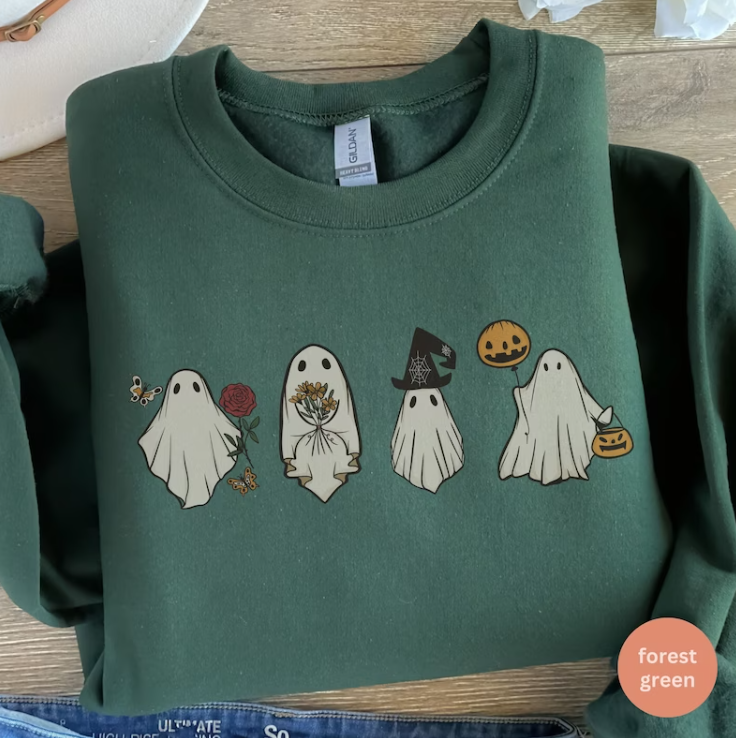 Halloween Sweater Floral Ghost Sweatshirt