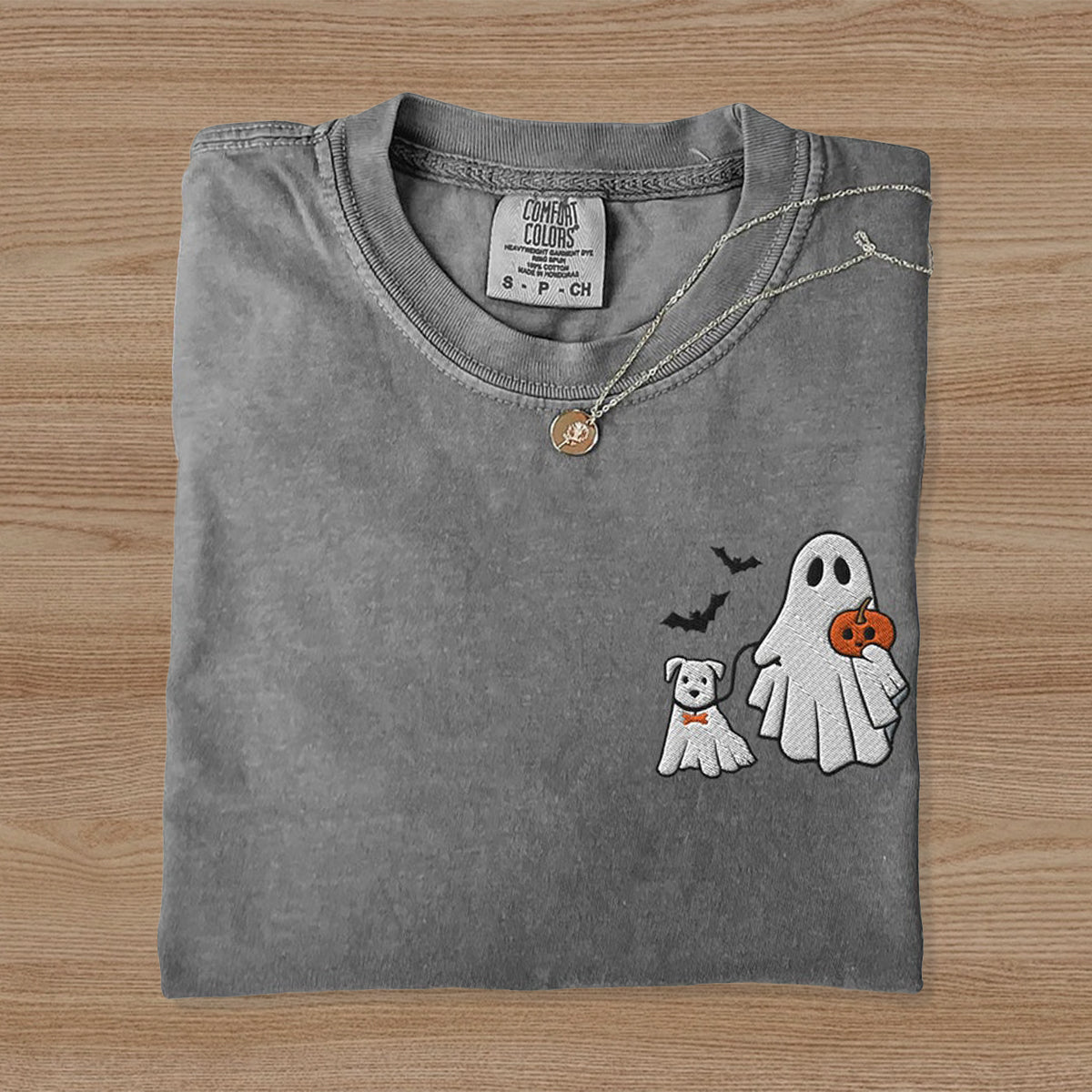 Embroidered Cute Dog Ghost T-shirt