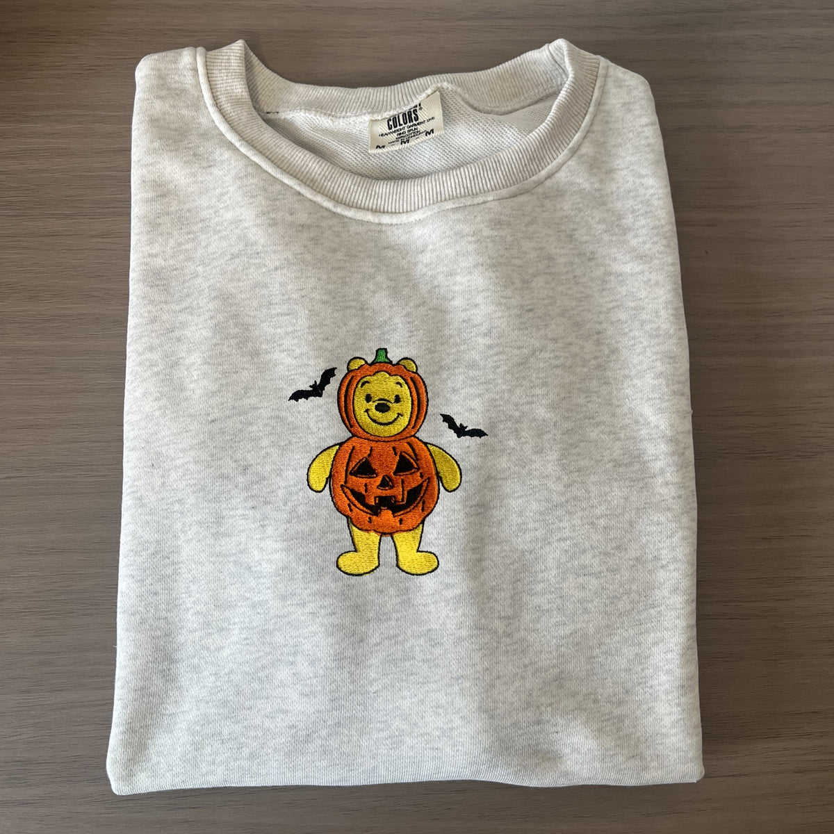 Pooh Bear Pumpkin Embroidered Sweatshirt