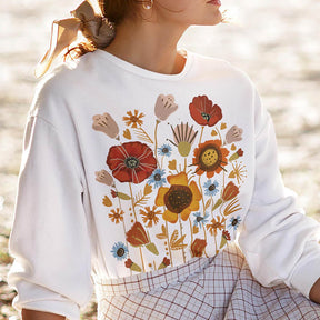 Ladies Floral Field Wildflower Sweatshirt