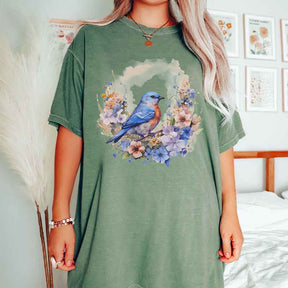 Watercolor Bluebird Wildflowers T-Shirt