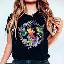 Hummingbird Floral Wreath T-Shirt