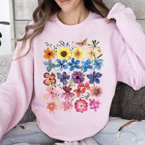 Bright Pressed Flowers Sweatshirt