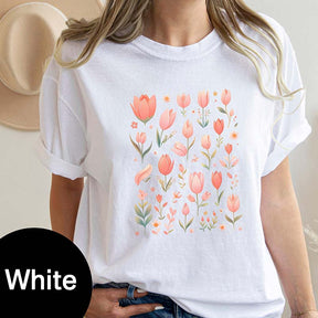 Pastel Watercolor Tulips Flower T-Shirt