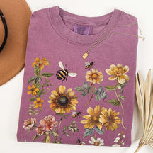 Bee Floral Graphic Botanical Nature Lover T-Shirt