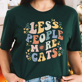 Retro Less People More Cats Animal Lover T-Shirt