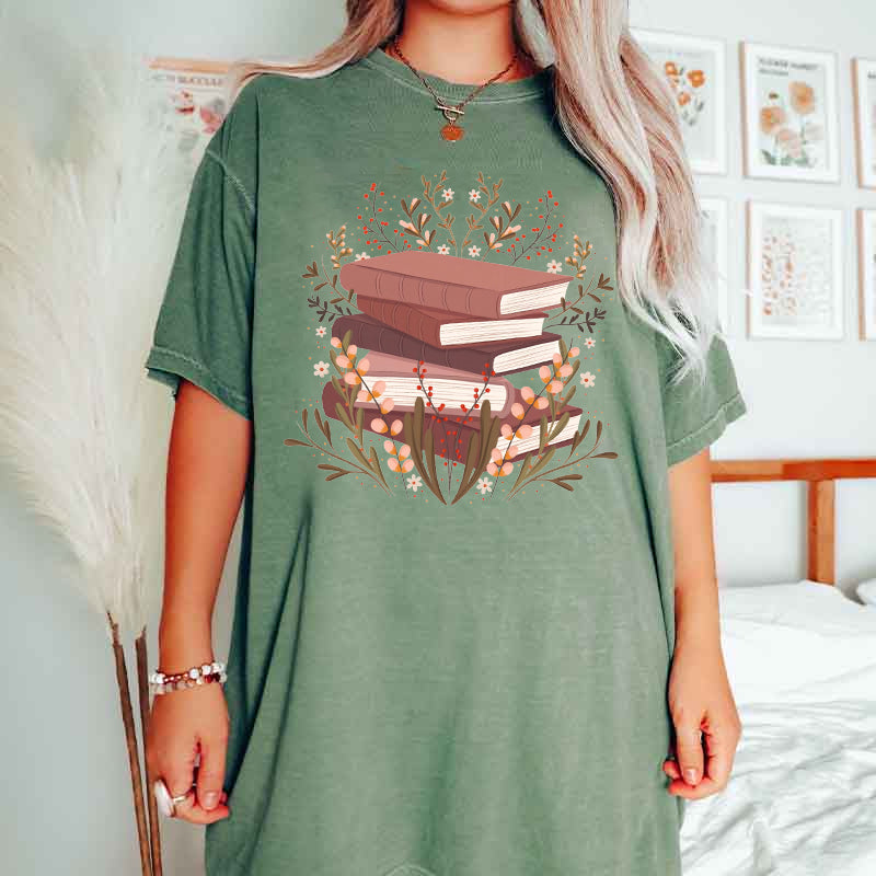 Floral Book illustration T-Shirt
