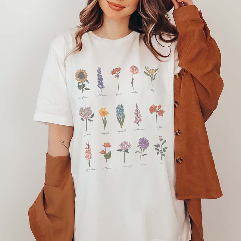 Wildflowers Graphic Botanical Chart T-Shirt