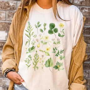 Boho Watercolor Botanical Leaves T-Shirt