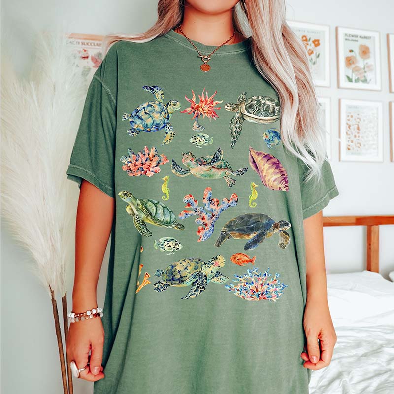 Sea Turtle  Coconut Girl Marine Biology  Ocean Animal T-Shirt