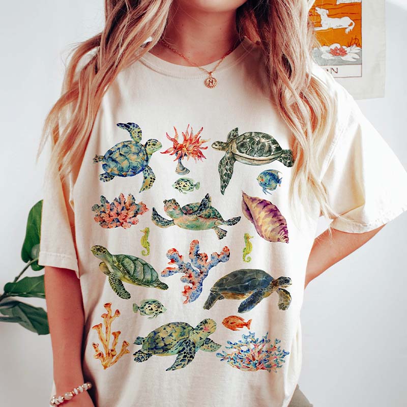 Sea Turtle  Coconut Girl Marine Biology  Ocean Animal T-Shirt