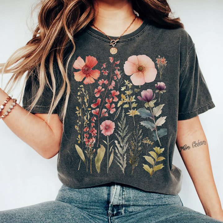 Vintage pressed flower t-shirt