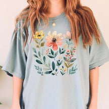 Watercolor Bunch of Flowers Summer T-Shirt