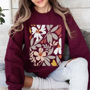 Boho White Flower Minimalist Sweatshirt